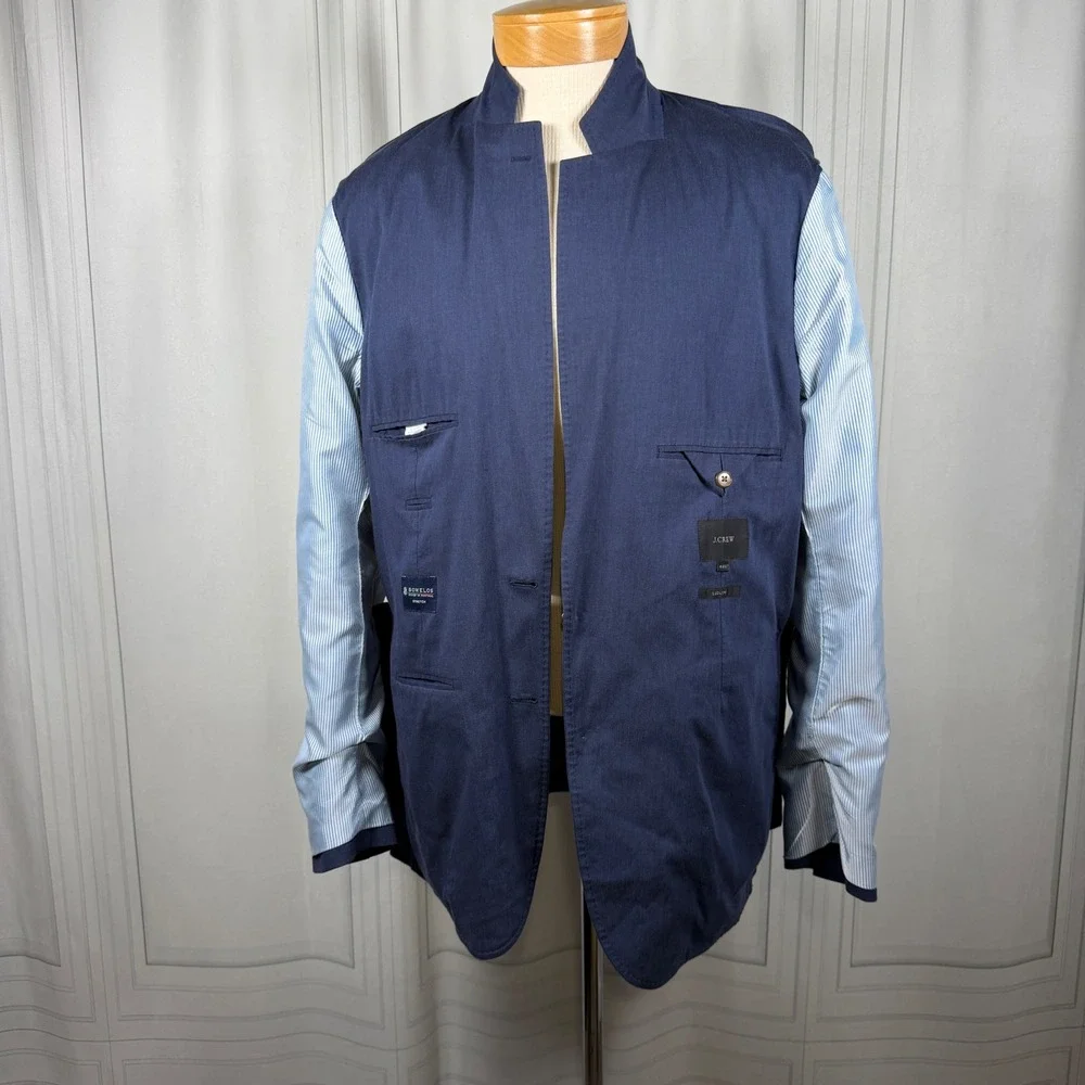 Mens J. Crew Ludlow Somelos Unstructured Stretch Cotton Blazer, Navy Blue 42L